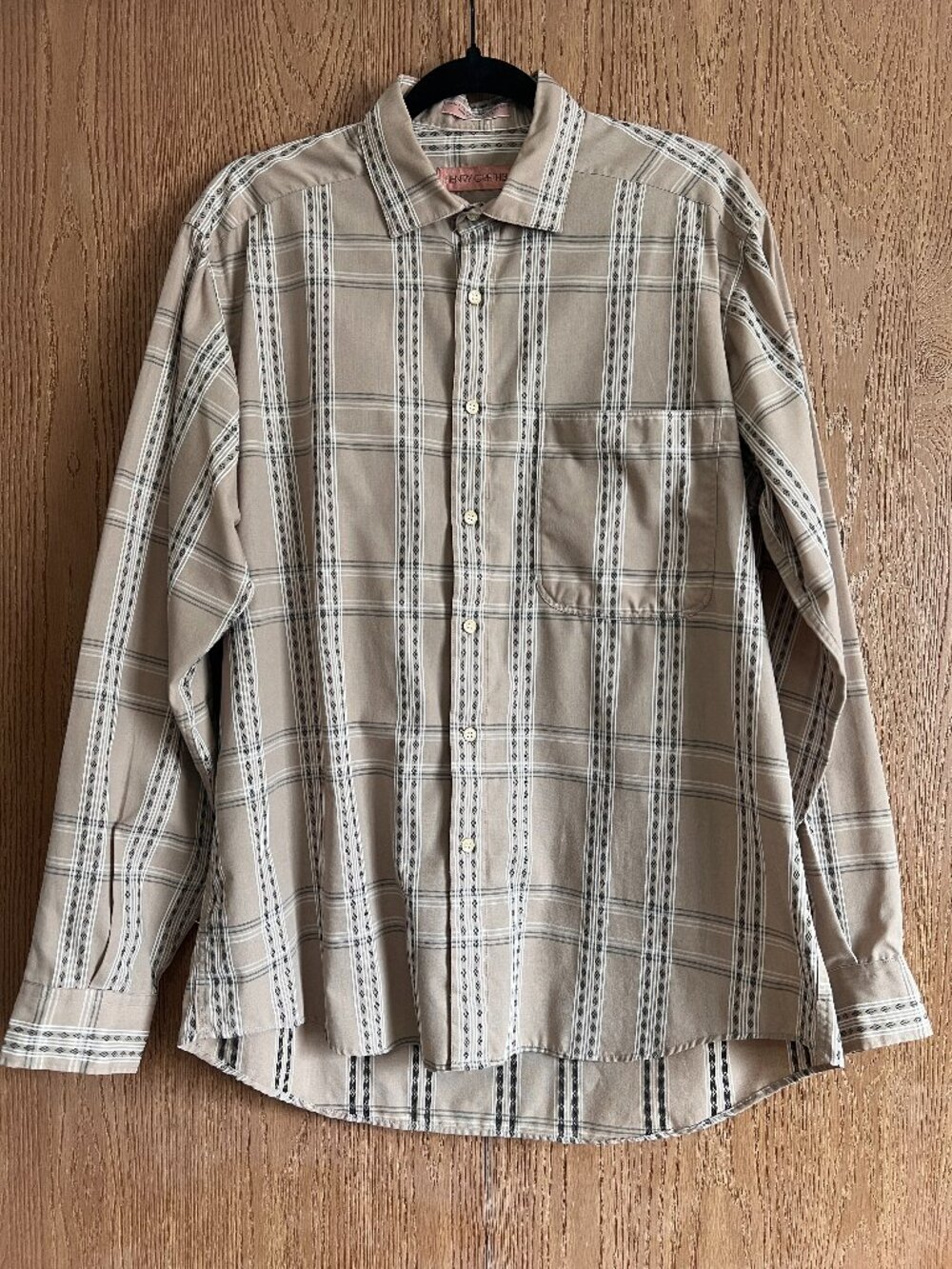 Vintage Henry Grethel Western Style Geometric Plaid Button Down Shirt Size L